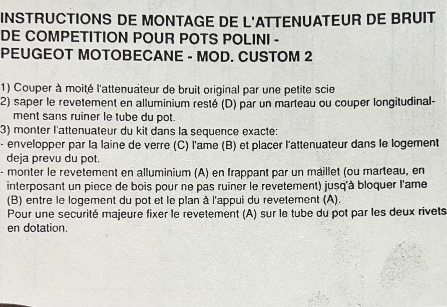 Chicane de silencieux complète POLINI PEUGEOT MOTOBÉCANE… NEUF