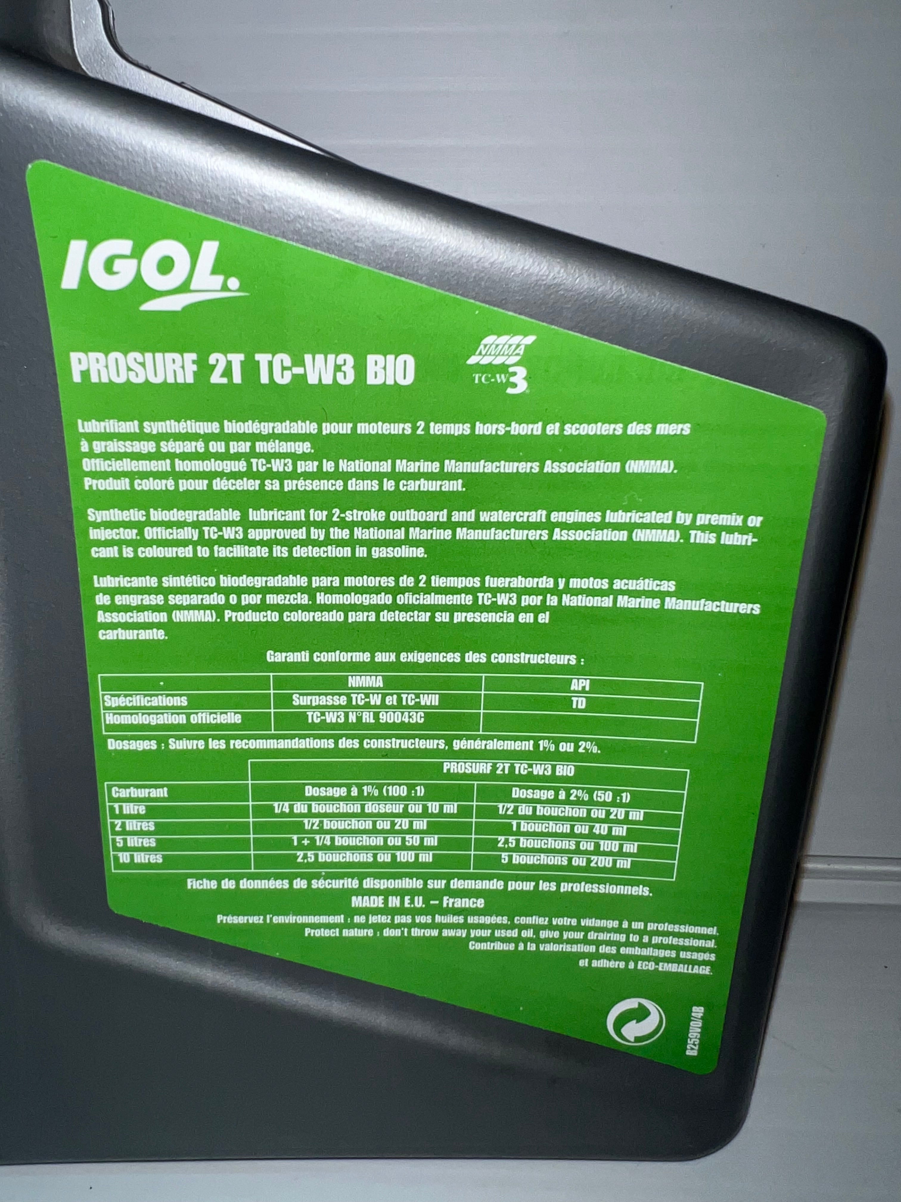 HUILE PROSURF 2T HORS-BORD TC-W3 BIO 1litre