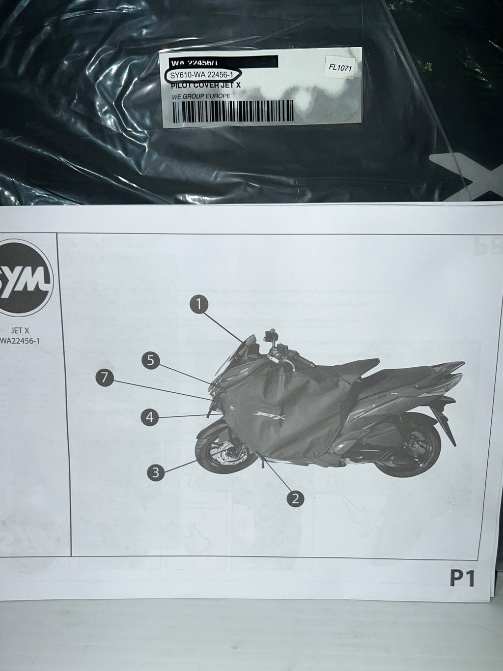 Tablier Protection pluie froid SYM Jet X 125cc