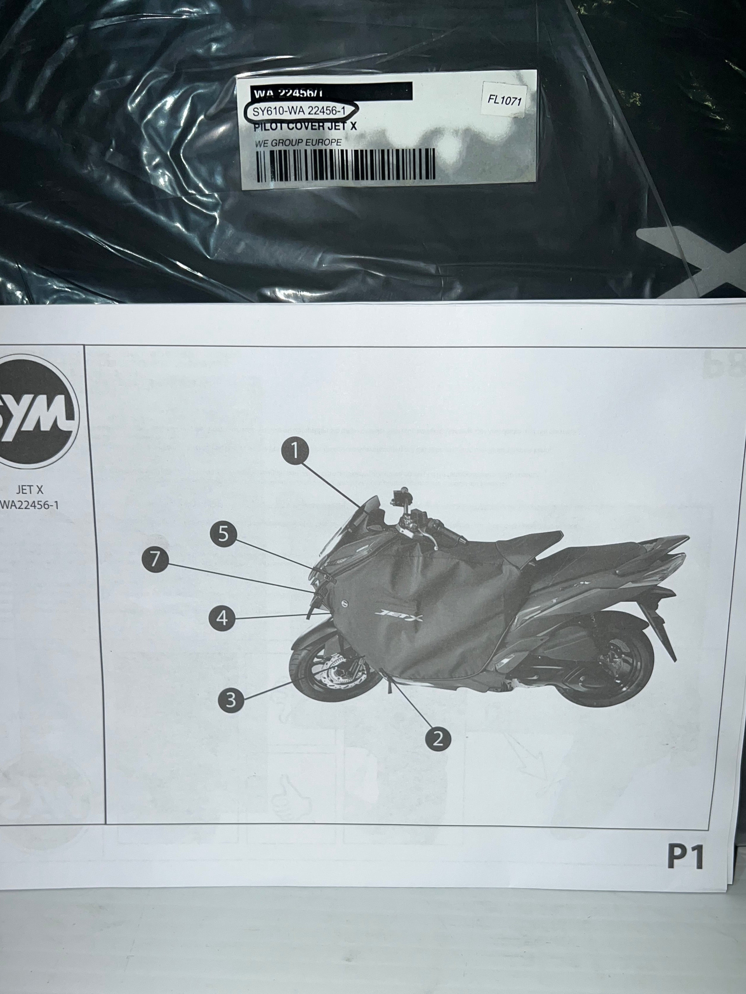 Tablier Protection pluie froid SYM Jet X 125cc