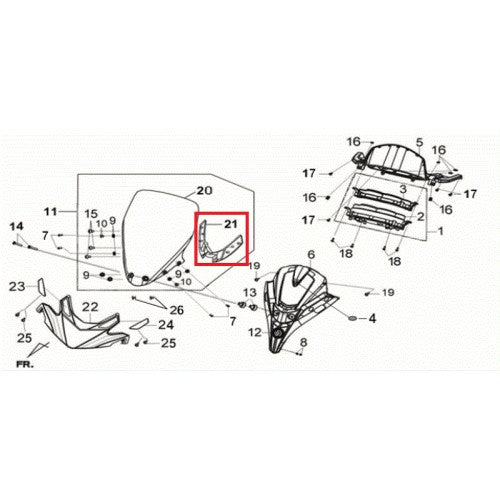 GARNITURE INTERIEUR DE PARE BRISE Scooter SYM GTS 125i/300i
RÉF. 67112-L1P-000 neuf